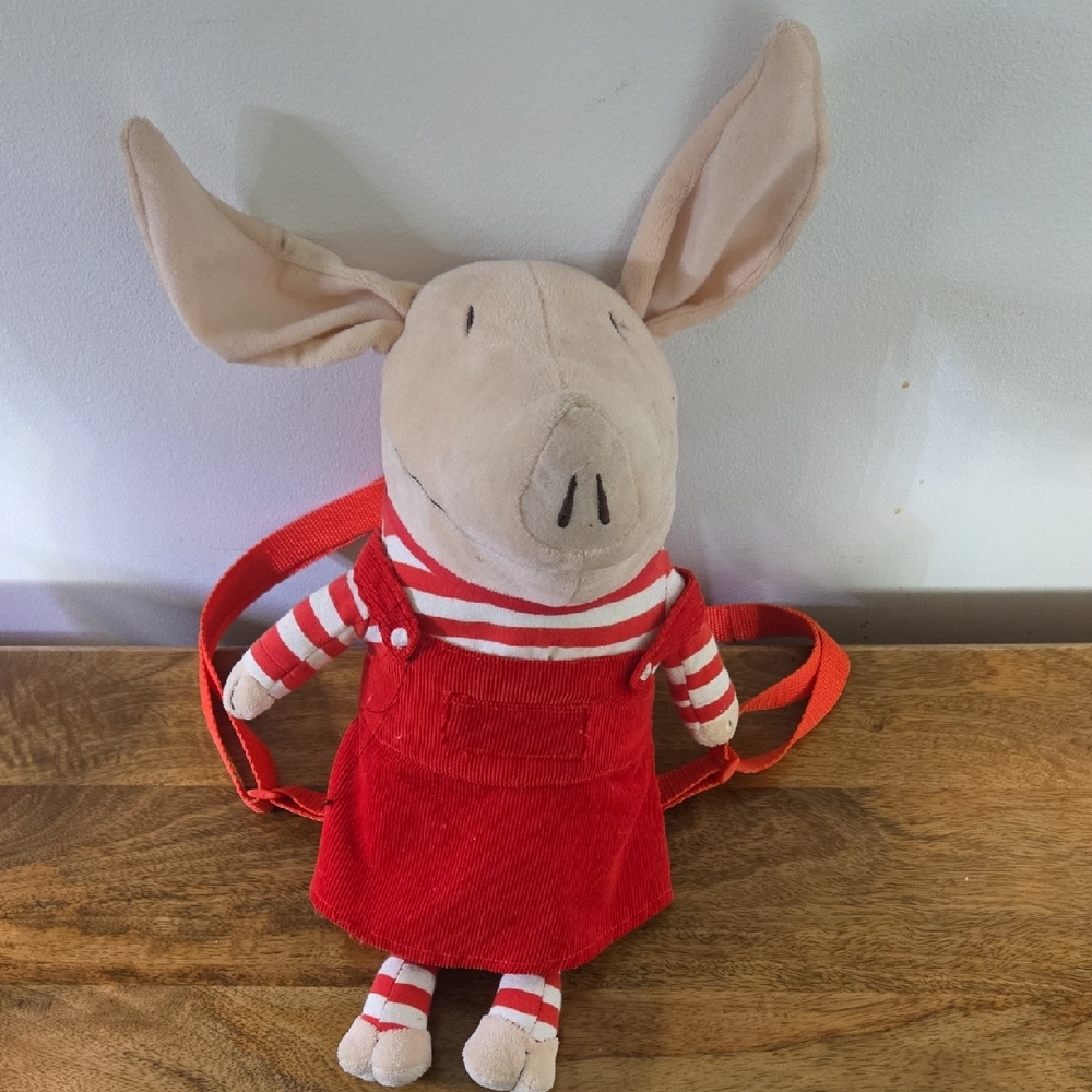 Olivia Striped Red Outfit Plush Toy Backpack